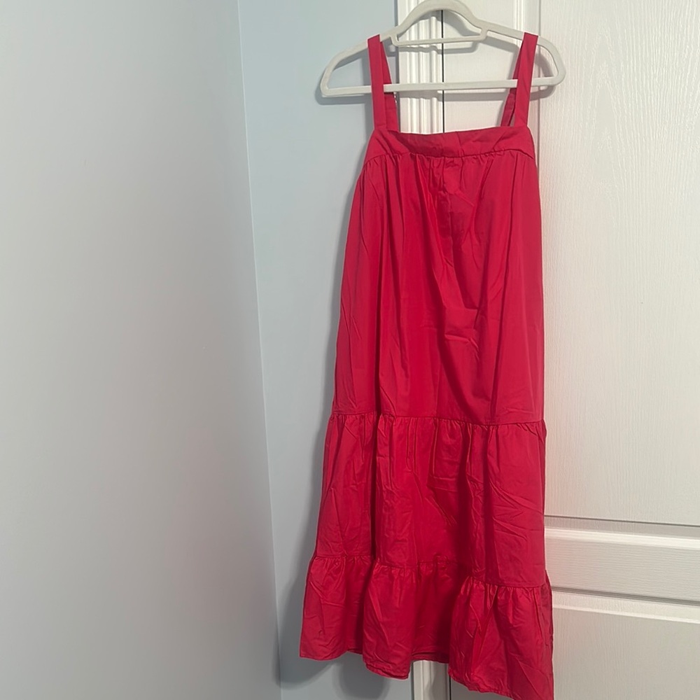Pink Tiered Ruffled Midi Sundress NWOT